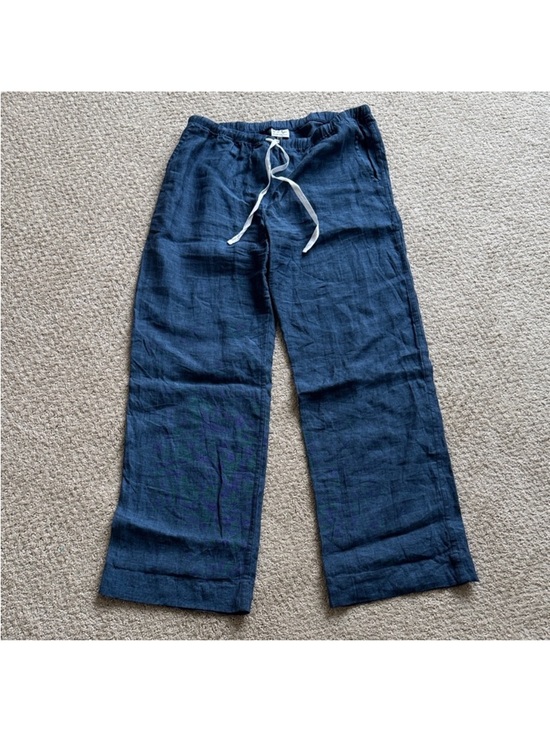 Nalu Pants - Nalu Nantucket 100% Linen Drawstring Pants in Blue | Size M